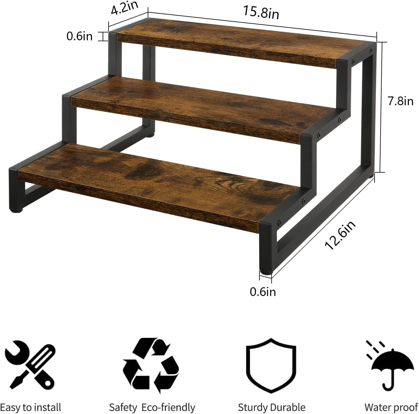 YINMIT Spice Rack Organizer for Countertop, 3 Tier Kitchen Counter Shelf, Wooden Tiered Display Stand Riser Shelf YINMIT Spice Rack Organizer for Countertop, 3 Tier Kitchen Counter Shelf, Wooden Tiered Display Stand Riser Shelf