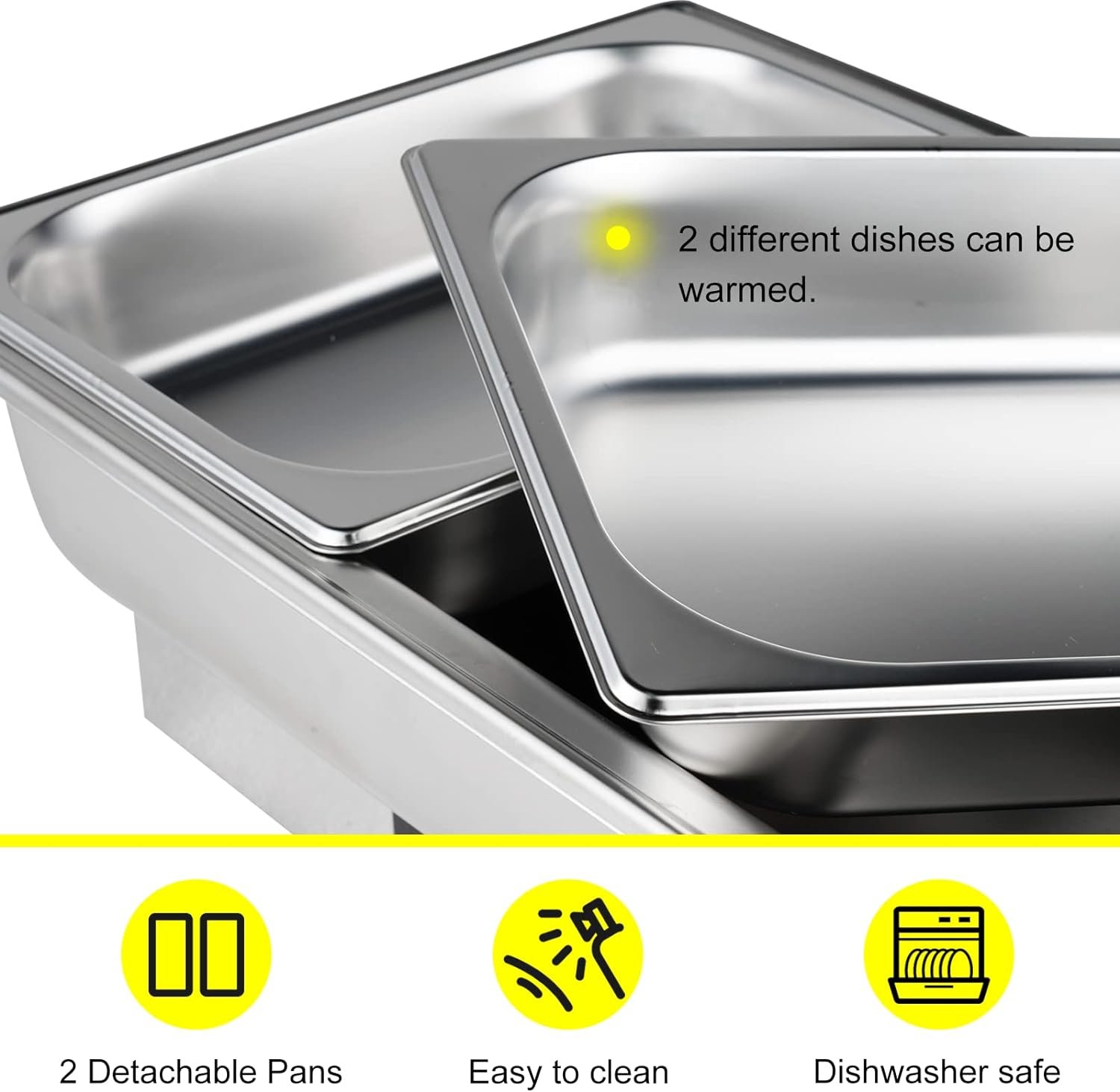 YMJOINMX Roll Top Chef Chafing Dish Buffet Set 2 Pan Food Warmer Buffet Servers and Warmers Digital Display Temperature Warming Tray Bain Marie Food Warmer for Parties Commercial Food Steam Table