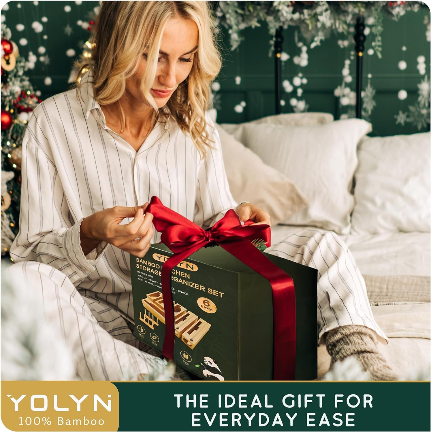 YOLYN Bamboo Kitchen Drawer Organizer Box - Baggie, Foil, Plastic Wrap Food Storage with Dispensers Cutters for Gallon, Quart, Sandwich Snack Bags YOLYN Bamboo Kitchen Drawer Organizer Box - Baggie, Foil, Plastic Wrap Food Storage with Dispensers Cutters for Gallon, Quart, Sandwich Snack Bags