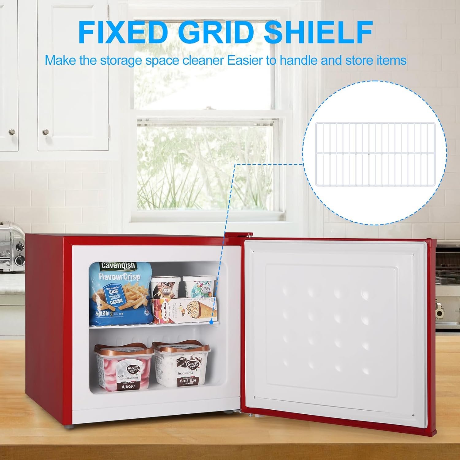 ZAFRO 1.2 Cu.ft Single Door Compact Mini Home/Apartment/Office Upright Freezer, red