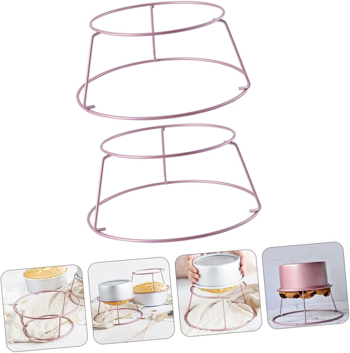 Zerodeko 2pcs Bread Cooling Rack Toast Rack Non Stick Cookware Rose Gold Cake Stand Kitchen Gadget Pizza Bread Round Cake Cooling Rack Stackable Clothesline Stainless Steel Food