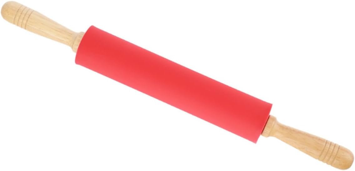 Zerodeko Embossed Rolling Pin Pizza Roller Engraved Wood Handle Roller Fondant Rolling Pin Silicone Face Roller Rolling Pin for Clay Rolling Sticks for Baking Wooden Baking Tools Non Stick