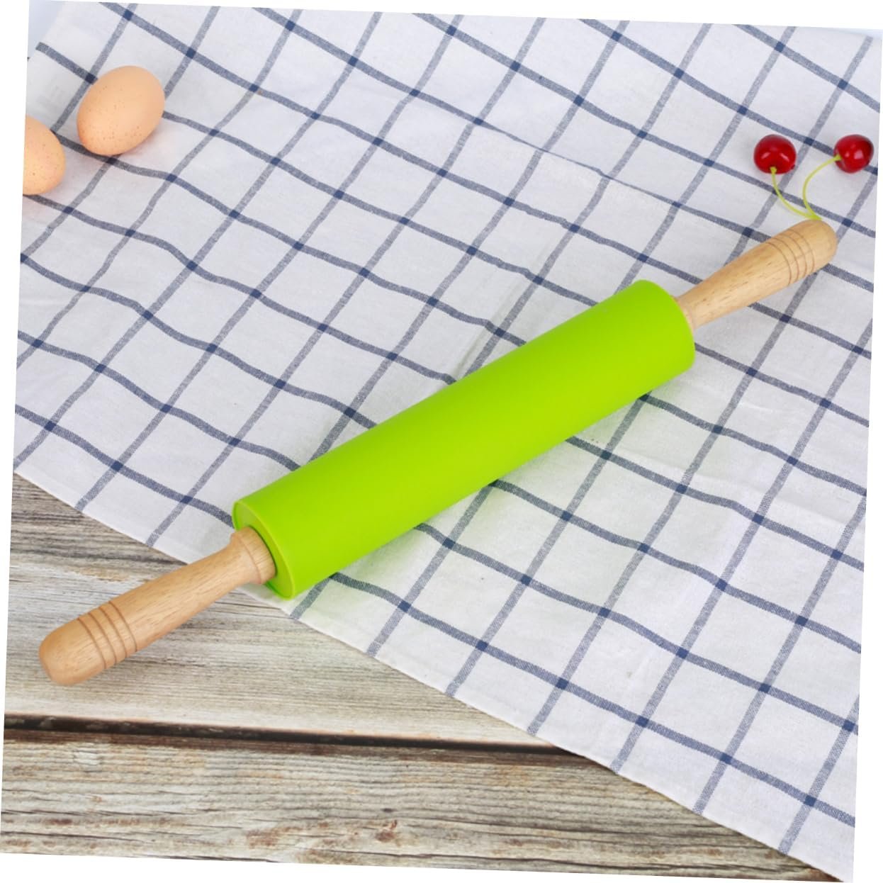 Zerodeko Embossed Rolling Pin Pizza Roller Engraved Wood Handle Roller Fondant Rolling Pin Silicone Face Roller Rolling Pin for Clay Rolling Sticks for Baking Wooden Baking Tools Non Stick