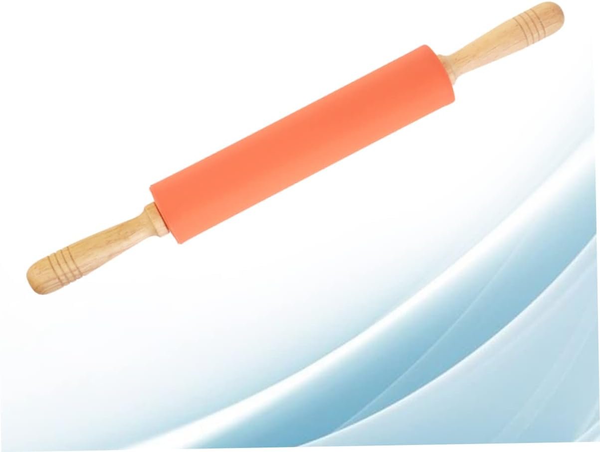 Zerodeko Embossed Rolling Pin Pizza Roller Engraved Wood Handle Roller Fondant Rolling Pin Silicone Face Roller Rolling Pin for Clay Rolling Sticks for Baking Wooden Baking Tools Non Stick