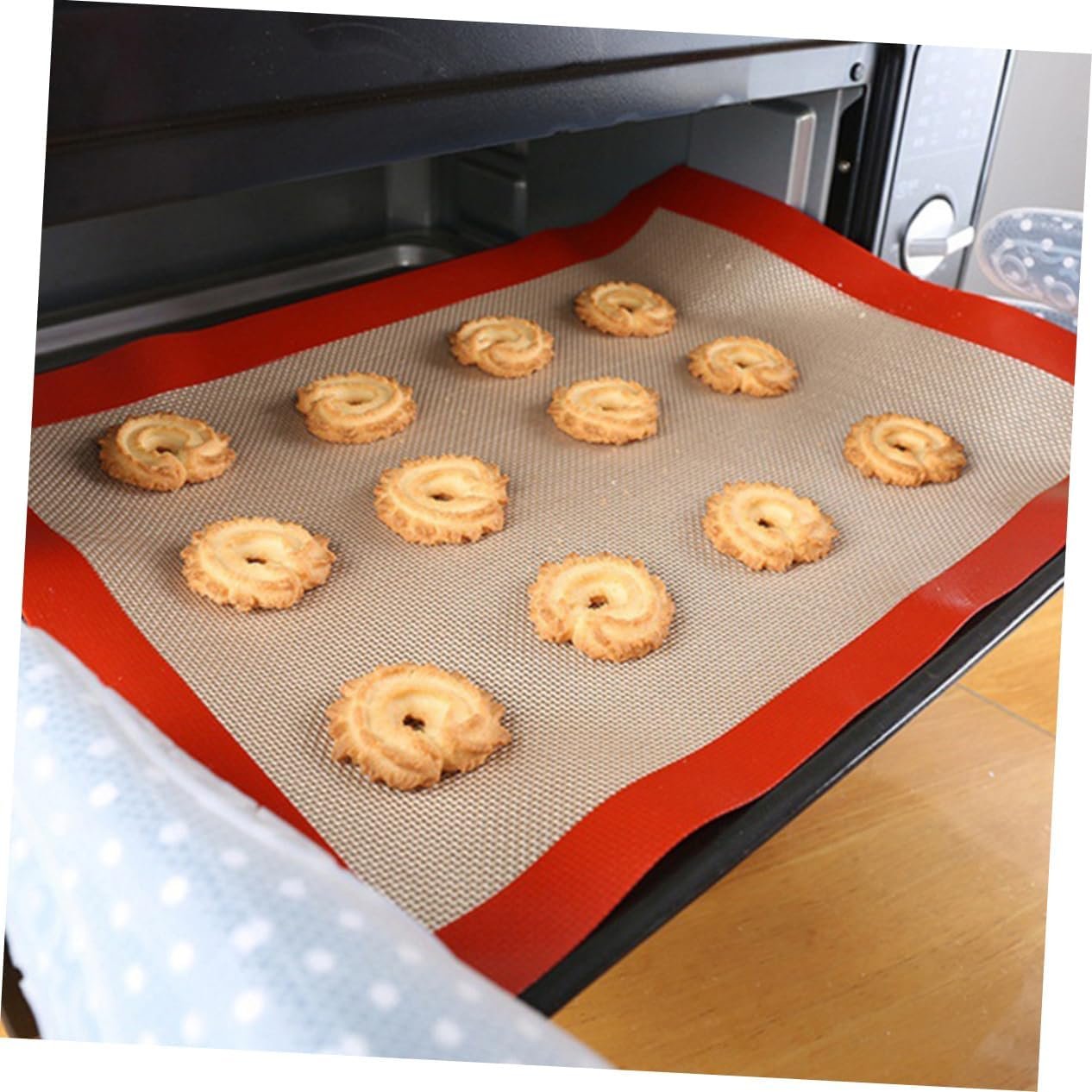 Zerodeko Silicone Baking Mat Nonstick Kneading Board Square Baking Pan Small Timing Belt Pulley Outdoor Griddle Grill Non Stick Baking Mat Crackers Food Grade Red Bread