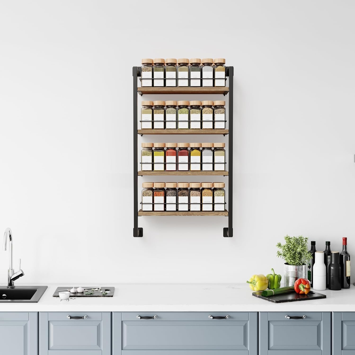 ZICOTO Space Saving Spice Rack Organizer Shelf for Wall Mount - Easy To Install Modern Hanging Racks For up to 56 Jars - Perfect Seasoning Organizer For Your Kitchen ZICOTO Space Saving Spice Rack Organizer Shelf for Wall Mount - Easy To Install Modern Hanging Racks For up to 56 Jars - Perfect Seasoning Organizer For Your Kitchen