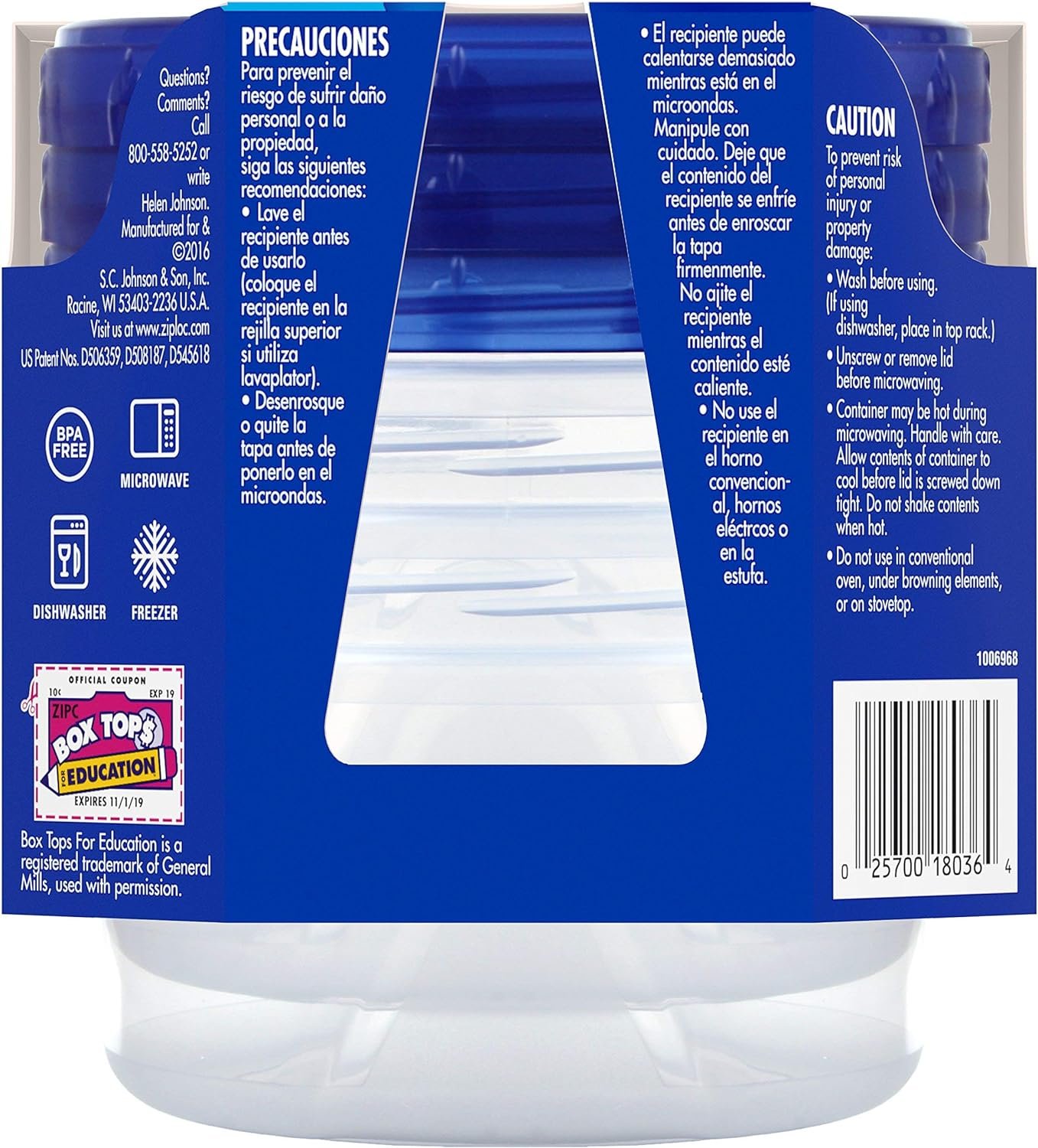 Ziploc Twist N Loc Food Storage Meal Prep Containers Reusable for Kitchen Organization, Dishwasher Safe, Medium Round, 4 Count