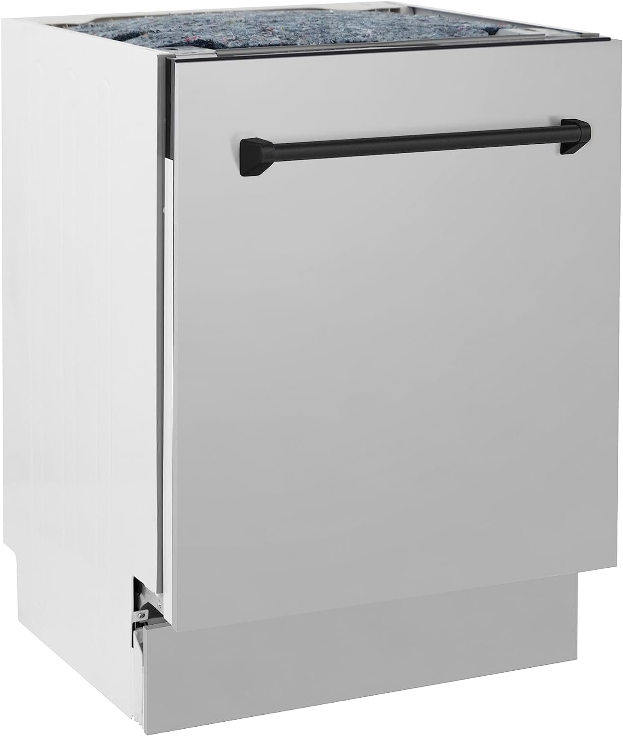 ZLINE Autograph Edition 24 3rd Rack Top Control Tall Tub Dishwasher in Stainless Steel with Matte Black Handle, 51dBa (DWVZ-304-24-MB)