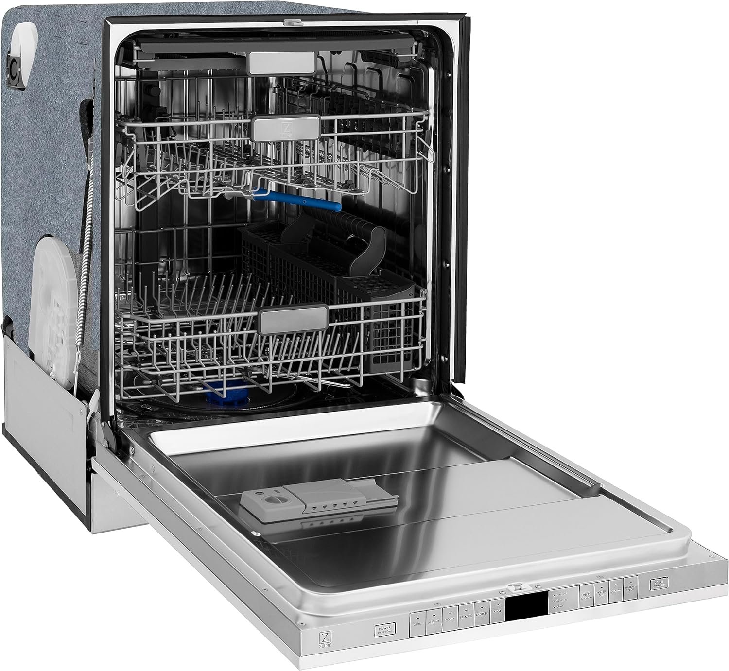 ZLINE Autograph Edition 24 3rd Rack Top Control Tall Tub Dishwasher in White Matte with Matte Black Handle, 51dBa (DWMTZ-WM-24-MB)