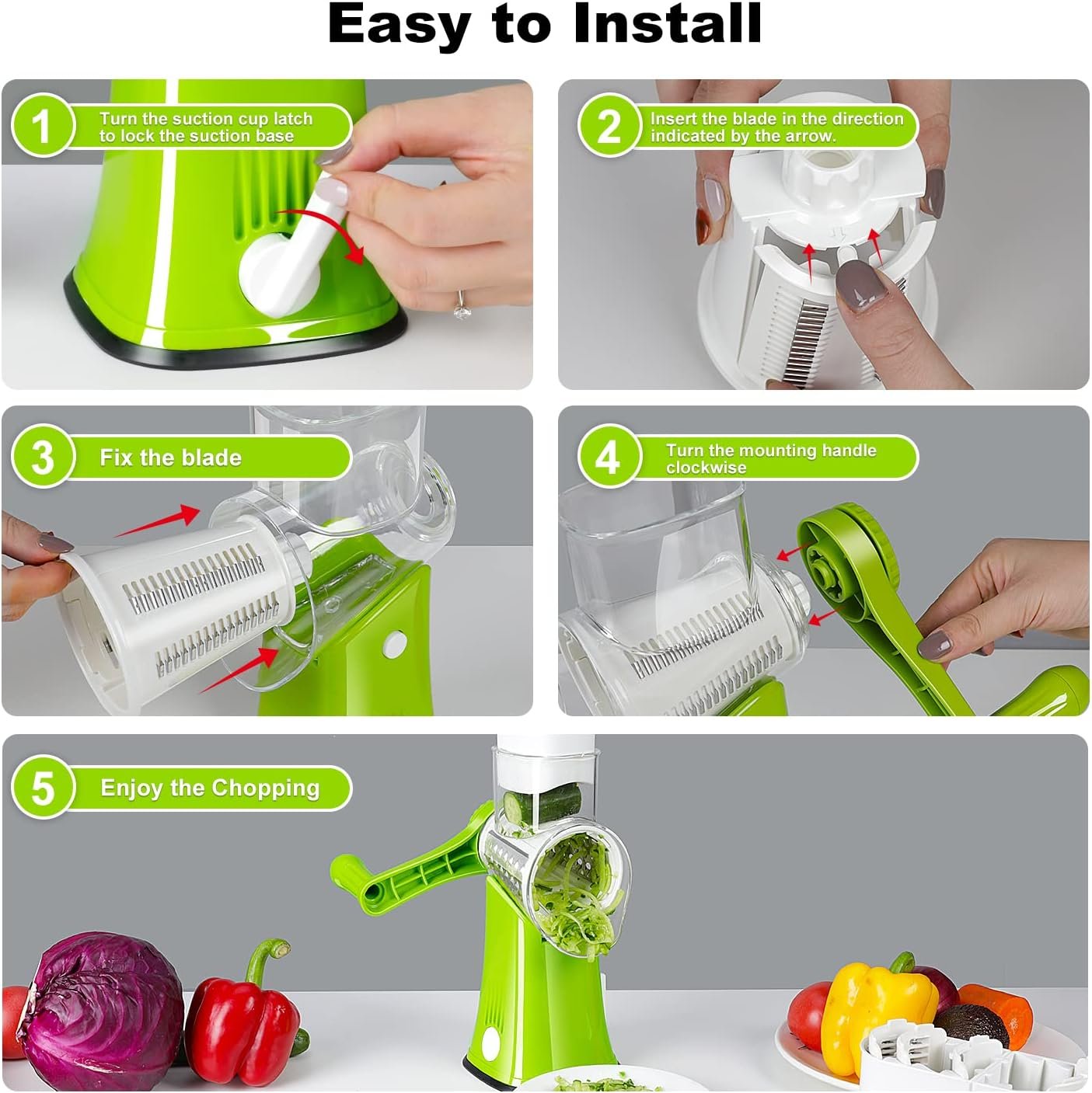 ZNM Rotary Cheese Grater, Hand Crank Cheese Grater with Handle  5 Interchangeable Blades, Plastic Round Mandoline Slicer for kitchen, Vegetable Cutter for Nut, Carrot, Cucumber, Fruit, Send Gloves ZNM Rotary Cheese Grater, Hand Crank Cheese Grater with Handle  5 Interchangeable Blades, Plastic Round Mandoline Slicer for kitchen, Vegetable Cutter for Nut, Carrot, Cucumber, Fruit, Send Gloves