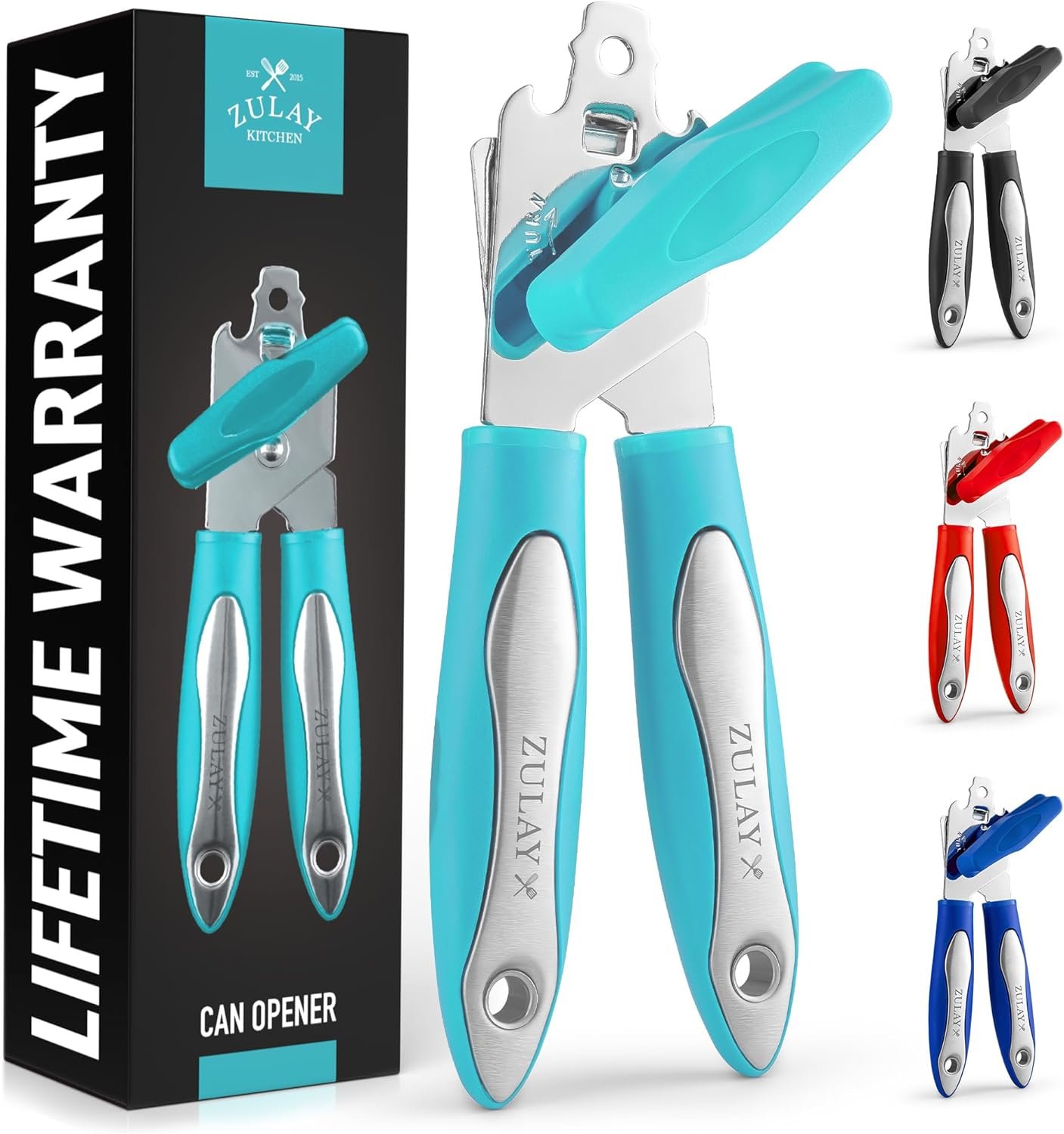 Zulay Kitchen Can Opener Handheld - Durable Manual Can Opener Smooth Edge Cut Stainless Steel Blades - Heavy-Duty Can Opener Manual with Comfortable Grip Handle and Large Turn Knob (Black) Zulay Kitchen Can Opener Handheld - Durable Manual Can Opener Smooth Edge Cut Stainless Steel Blades - Heavy-Duty Can Opener Manual with Comfortable Grip Handle and Large Turn Knob (Black)