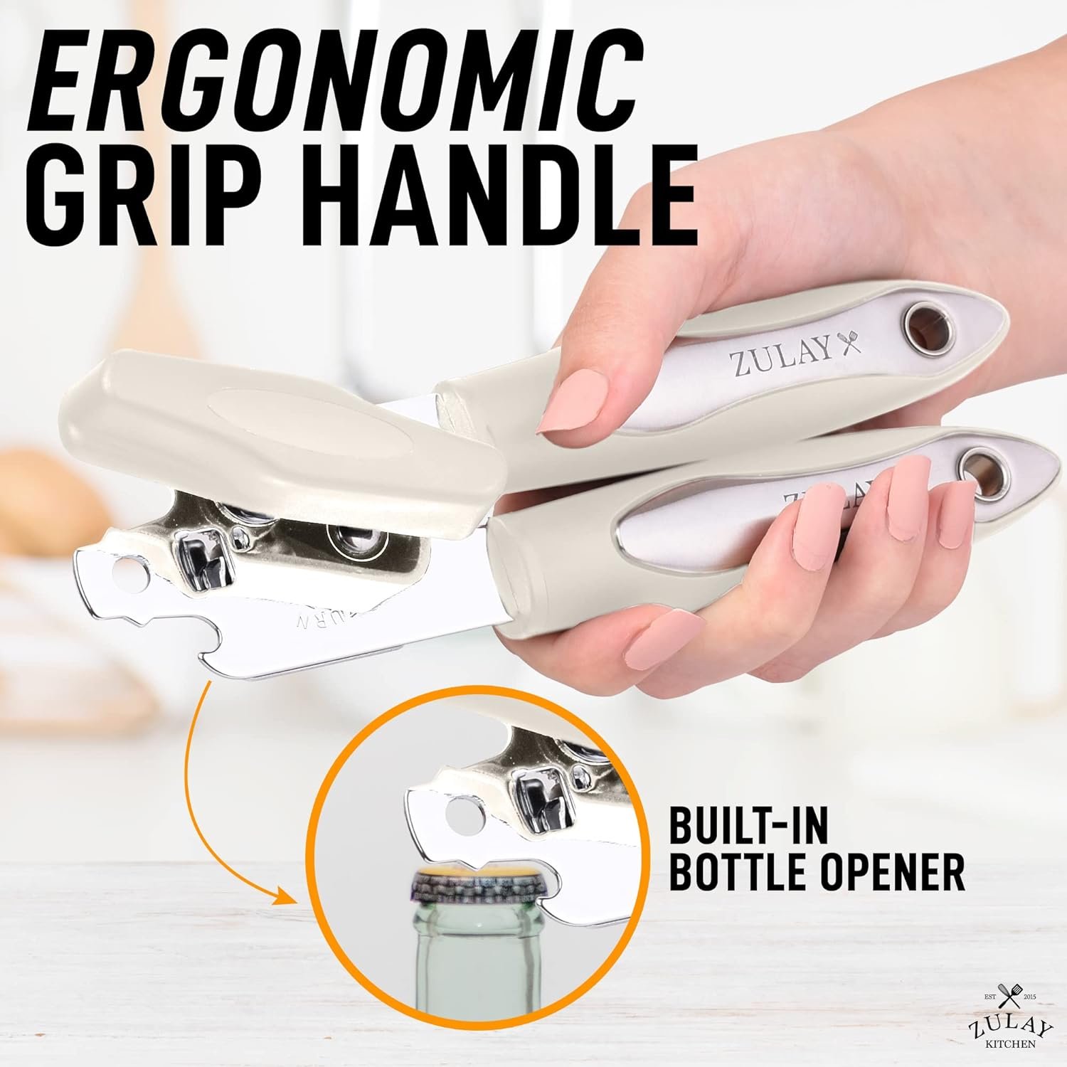 Zulay Kitchen Can Opener Handheld - Durable Manual Can Opener Smooth Edge Cut Stainless Steel Blades - Heavy-Duty Can Opener Manual with Comfortable Grip Handle and Large Turn Knob (Black) Zulay Kitchen Can Opener Handheld - Durable Manual Can Opener Smooth Edge Cut Stainless Steel Blades - Heavy-Duty Can Opener Manual with Comfortable Grip Handle and Large Turn Knob (Black)