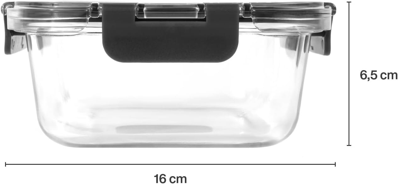 Zyliss E981064 640ml Glass Container, Shatterproof Glass, Airtight Food Storage Box with Sealable Lid, Microwave Safe, BPA Free, Freezer Safe, Fridge Storage, Food Container, 18cm x 14cm x 6cm Zyliss E981064 640ml Glass Container, Shatterproof Glass, Airtight Food Storage Box with Sealable Lid, Microwave Safe, BPA Free, Freezer Safe, Fridge Storage, Food Container, 18cm x 14cm x 6cm