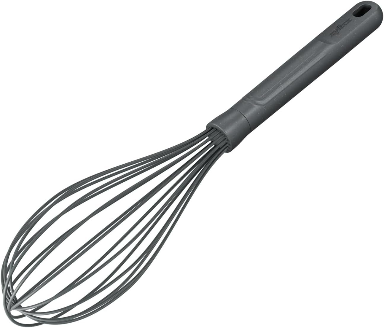Zyliss Silicone Large Balloon Whisk, Sustainable Wheatstraw/Nylon, Balloon Whisk for Cooking and Serving with Heat Resistant Silicone Head, Beluga Grey, 12 x 2.6, Dishwasher Safe, 5 Year Guarantee